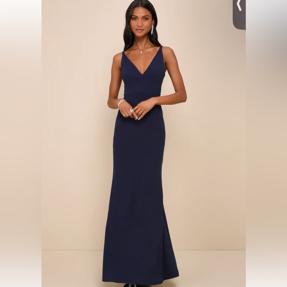 NWT Lulus Melora Navy Blue Sleeveless Maxi Dress